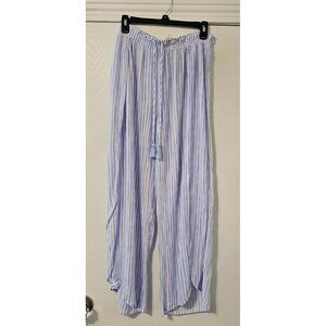 Simple Pleasures Womens Lightweight Wide-Leg Palazzo Lounge Pants Sz L Coastal